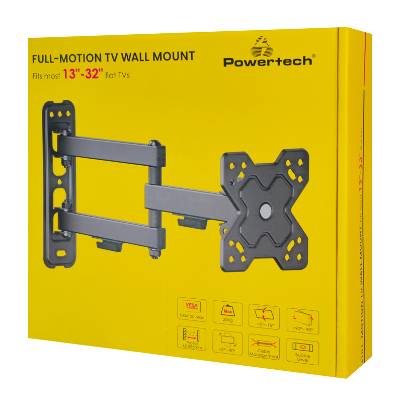 POWERTECH επιτοίχια βάση τηλεόρασης PT-1279, 13-32", έως 20kg, full motion - Image 4