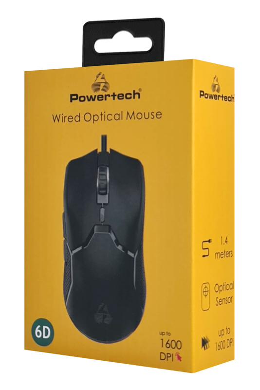 POWERTECH ενσύρματο ποντίκι PT-1289, οπτικό, έως 1600DPI, μαύρο - Image 4