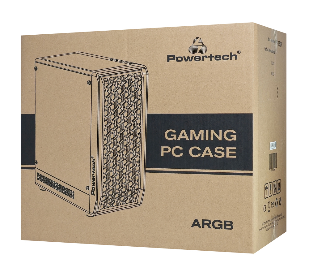 POWERTECH Gaming PC Case PT-1309, tempered glass, 4x ARGB fan, ATX, 340x200x436mm, μαύρο - Image 9