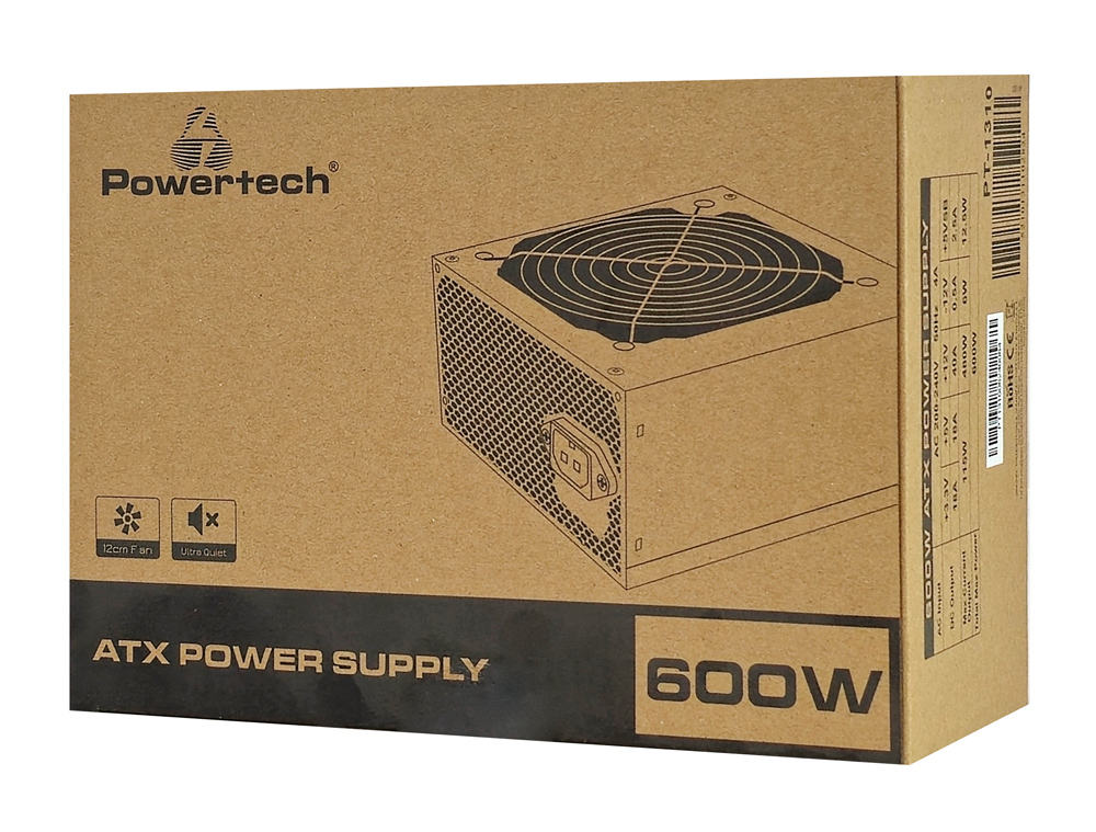 POWERTECH τροφοδοτικό PC PT-1310, 600W, ATX, 120mm Fan - Image 6