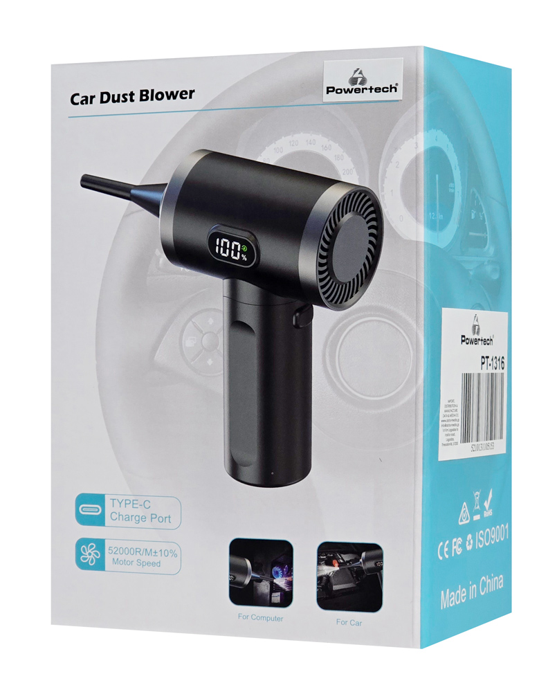 POWERTECH ηλεκτρικό air duster PT-1316 με LED φακό, 50W, 3600mAh, μαύρο - Image 5