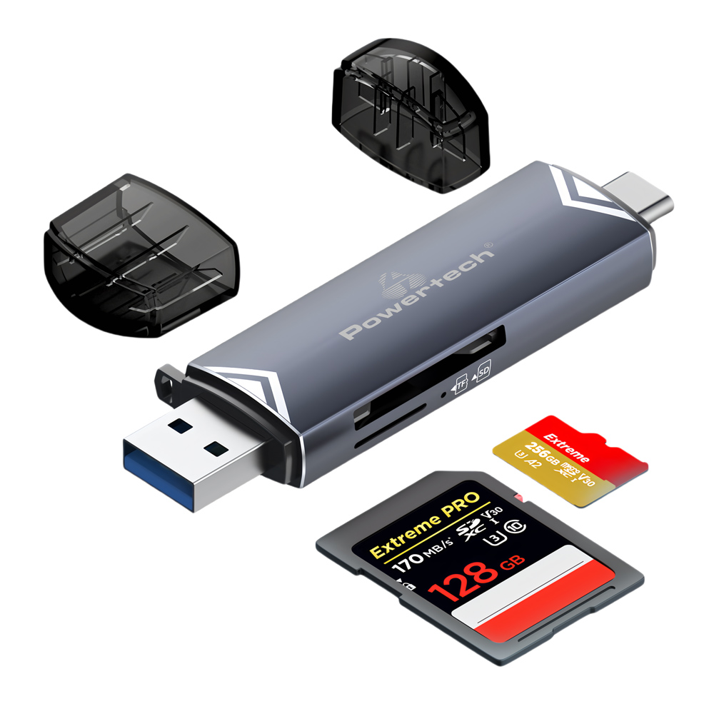 POWERTECH card reader PT-1343 για SD & micro SD, USB 3.2, 5Gbps, γκρι - Image 6