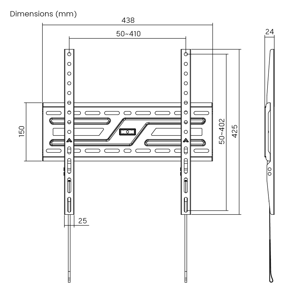 POWERTECH επιτοίχια βάση τηλεόρασης PT-1373, 32-75", έως 75kg, fixed - Image 7