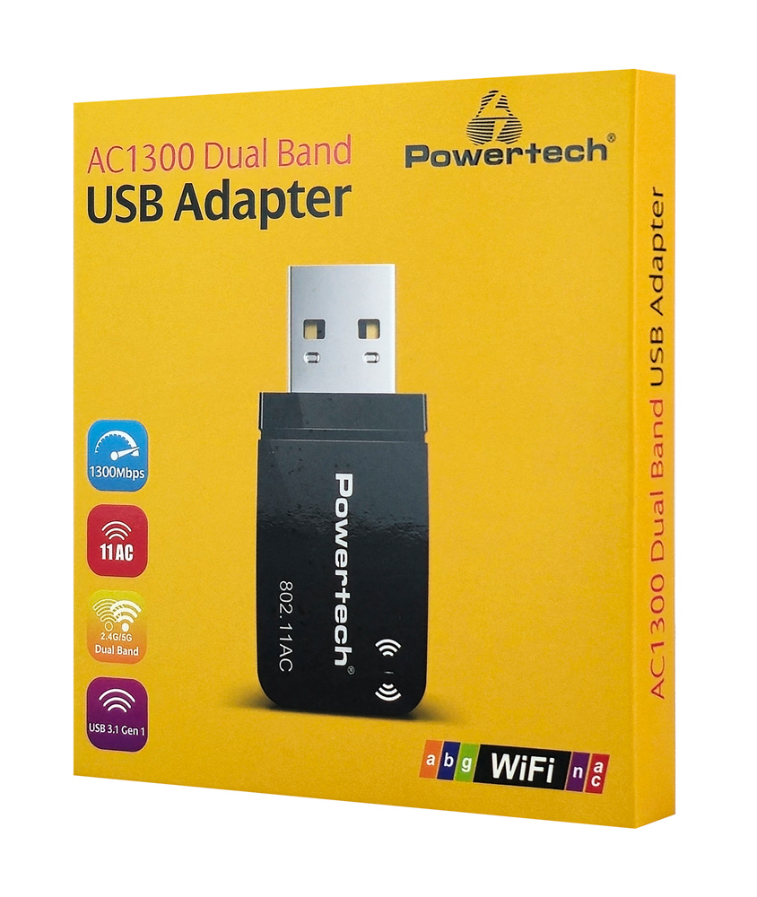 POWERTECH ασύρματος USB αντάπτορας δικτύου PT-1450, 1300Mbps dual band WiFi - Image 3