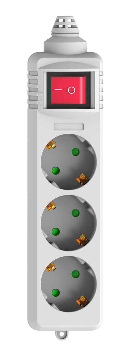 POWERTECH πολύπριζο PT-885, 3x schuko, 16A, χωρίς καλώδιο, λευκό