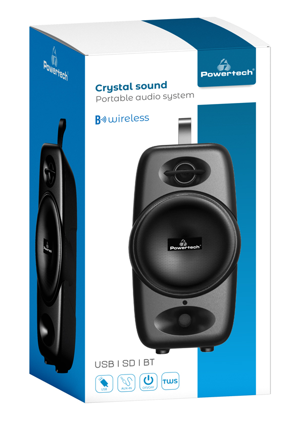 POWERTECH φορητό ηχείο PT-987, 10W RMS, TWS, 2000mAh, μαύρο - Image 3