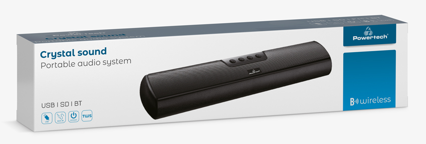 POWERTECH soundbar PT-989, 20W RMS, TWS, 3600mAh, μαύρο - Image 3