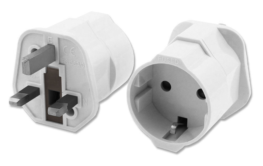 POWERTECH αντάπτορας ρεύματος PT-991, UK σε German type, 13A, λευκός
