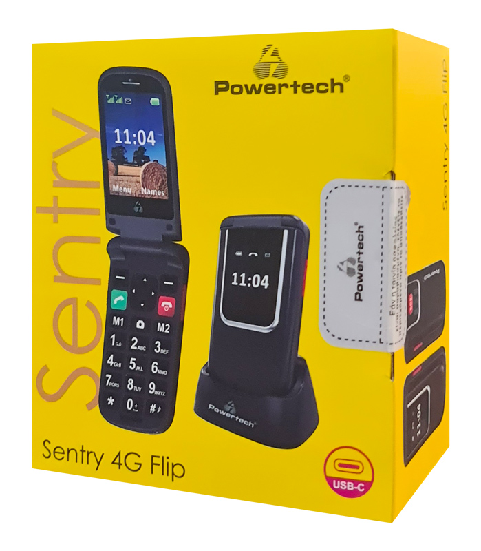 POWERTECH κινητό τηλέφωνο Sentry 4G Flip, 2.8/1.77", dual SIM, πλήκτρο SOS, μαύρο - Image 5