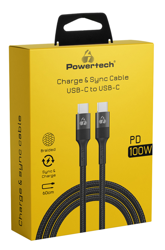 POWERTECH καλώδιο USB-C PTR-0133, PD 100W, copper, 60cm, μαύρο - Image 2