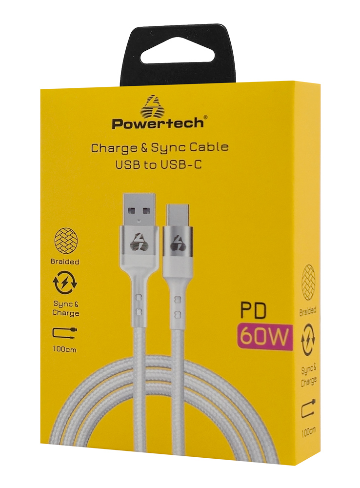 POWERTECH καλώδιο USB-C σε USB PTR-0160, 60W, 480Mbps, 1m, λευκό - Image 2
