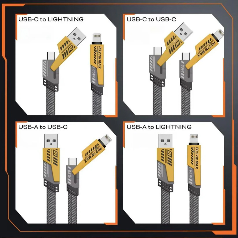 POWERTECH καλώδιο USB-C/USB σε USB-C/Lightning PTR-0164, 65W, 480Mbps, 1m, μαύρο - Image 3