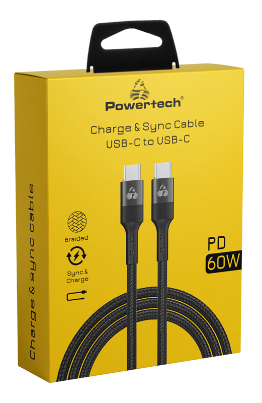 POWERTECH καλώδιο USB-C σε USB-C PTR-0168, PD 60W, copper, 1.5m, μαύρο - Image 2