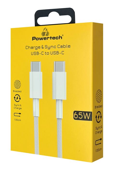 POWERTECH καλώδιο USB-C PTR-0181, 65W, 480Mbps, 1m, λευκό - Image 2