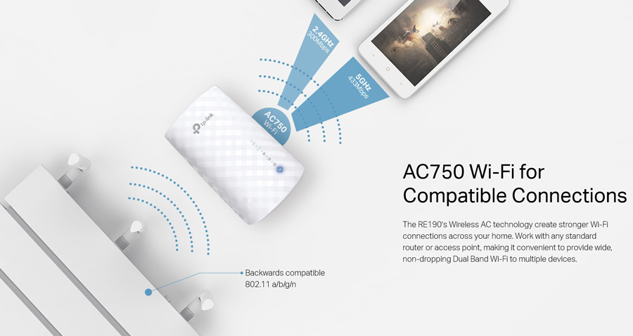 TP-LINK AC750 Wi-Fi Range Extender RE190, dual band, Ver. 4.0 - Image 2