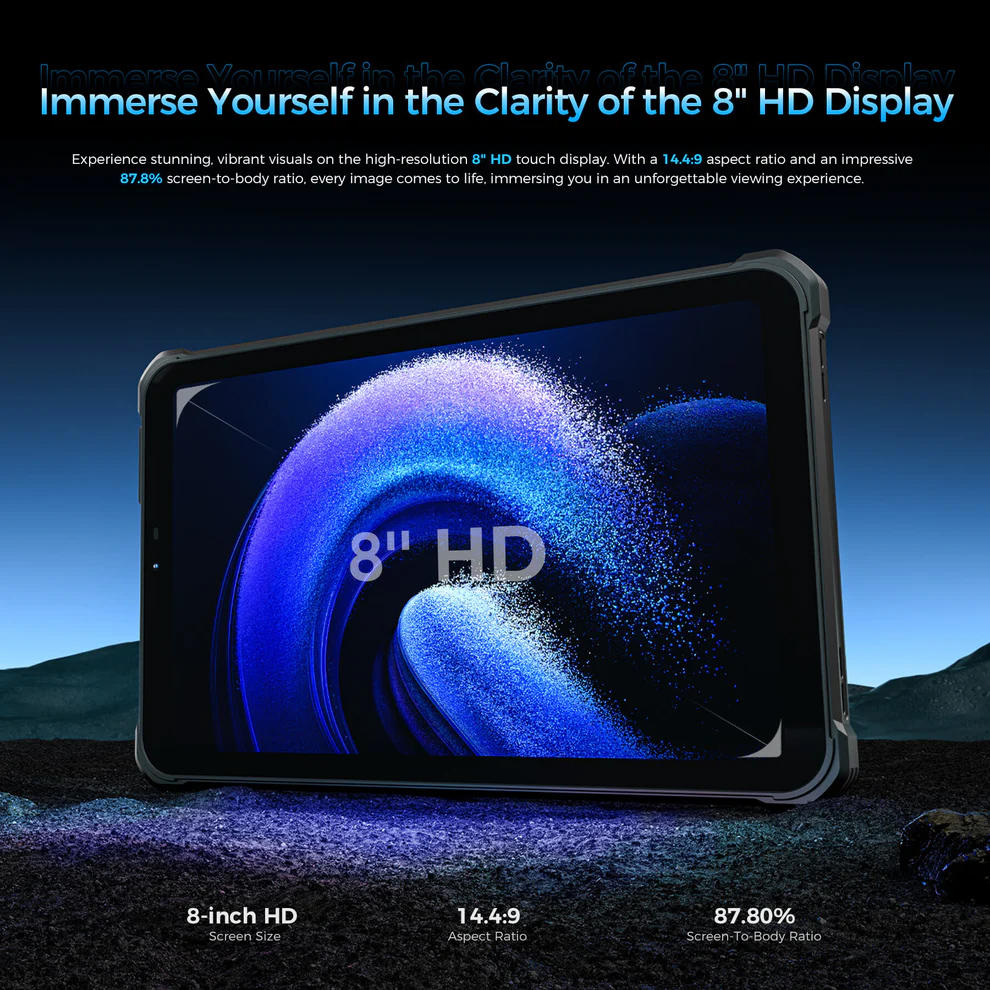 OUKITEL tablet RT3 Plus, 8", 4/128GB, 4G, 11000mAh, IP68/IP69K, μαύρο - Image 10