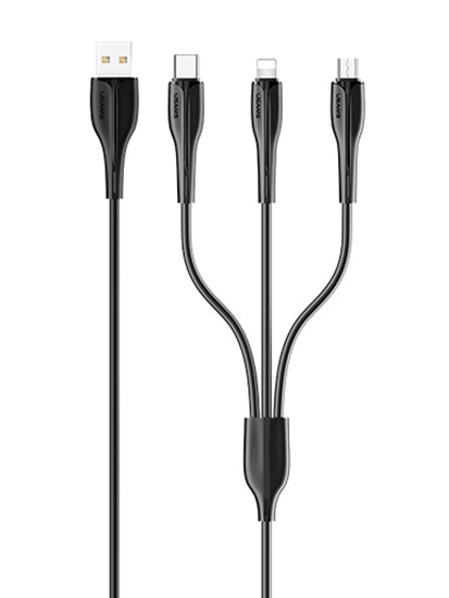 USAMS καλώδιο USB σε USB-C/Lightning/Micro USB US-SJ374, 10W, 1m, μαύρο