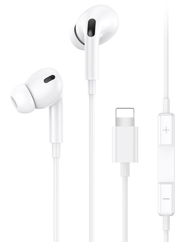USAMS earphones με μικρόφωνο EP-41, Lightning, Φ10mm, 1.2m, λευκά