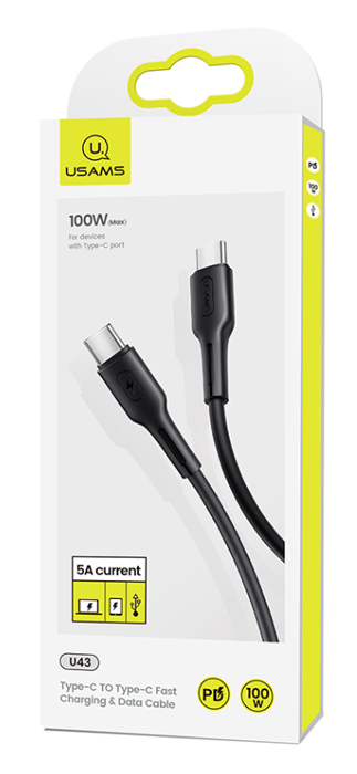 USAMS καλώδιο USB Type-C U43, 5A 100W, PD, 1.2m, μαύρο - Image 3