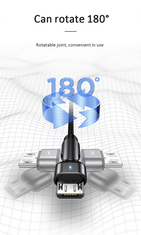 USAMS καλώδιο Micro USB σε USB SJ478, περιστρεφόμενο, 2A, 1m, πράσινο - Image 2