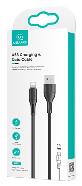 USAMS καλώδιο USB σε Lightning US-SJ500, 2A, 1m, μαύρο - Image 3