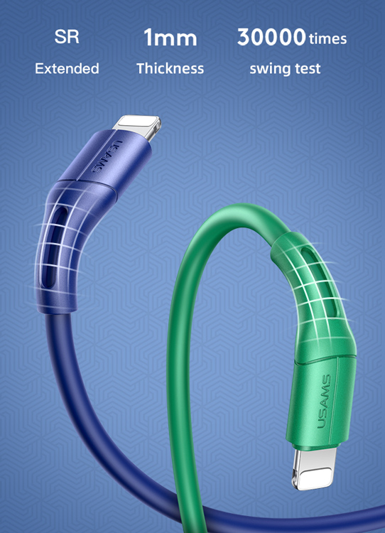 USAMS καλώδιο USB σε Lightning US-SJ500, 2A, 1m, μαύρο - Image 2