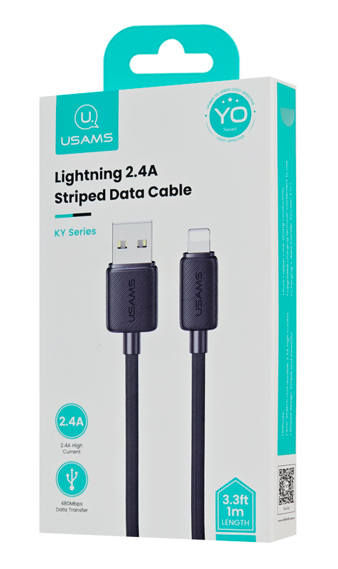 USAMS καλώδιο Lightning σε USB US-SJ689, 2.4A, 480Mbps, 1m, μαύρο - Image 4