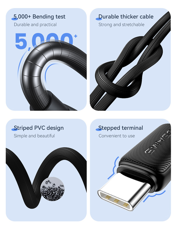 USAMS καλώδιο USB-C σε USB-C US-SJ691, 60W, 480Mbps, 1m, ροζ - Image 3