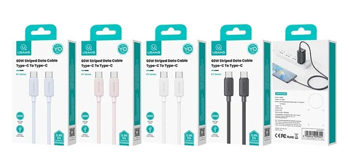 USAMS καλώδιο USB-C σε USB-C US-SJ691, 60W, 480Mbps, 1m, ροζ - Image 5