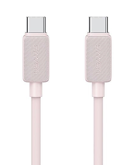 USAMS καλώδιο USB-C σε USB-C US-SJ691, 60W, 480Mbps, 1m, ροζ