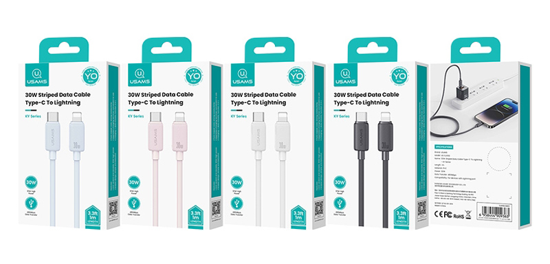 USAMS καλώδιο Lightning σε USB-C US-SJ692, 30W, 480Mbps, 1m, μαύρο - Image 6