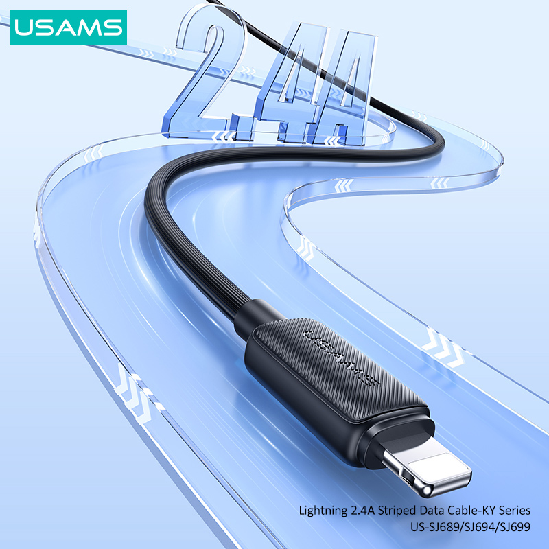 USAMS καλώδιο Lightning σε USB US-SJ694, 2.4A, 480Mbps, 2m, λευκό - Image 2