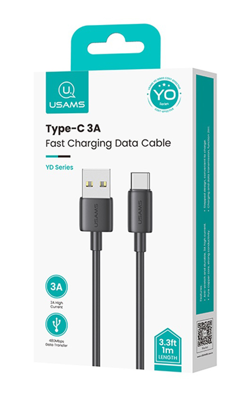 USAMS καλώδιο USB-C σε USB US-SJ708, 3A, 480Mbps, 1m, μαύρο - Image 3
