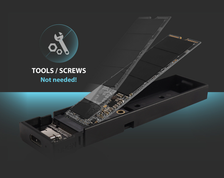 SILICON POWER θήκη για M.2 PCIe NVMe/SATA SSD PD60, tool free, 10Gbps, μαύρη - Image 4