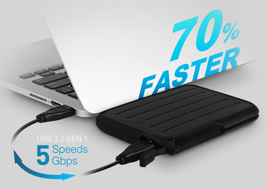 SILICON POWER εξωτερικός HDD Armor A66, 1TB, USB 3.2, μαύρος - Image 2