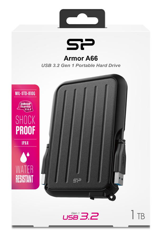 SILICON POWER εξωτερικός HDD Armor A66, 1TB, USB 3.2, μαύρος - Image 4