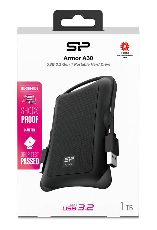 SILICON POWER εξωτερικός HDD Armor A30, 1TB, USB 3.2, μαύρος - Image 3