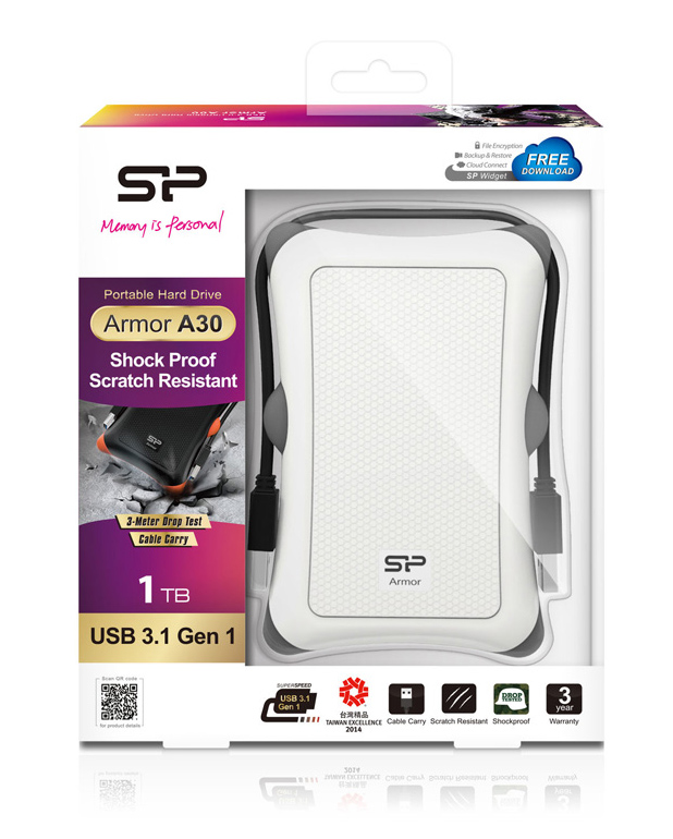 SILICON POWER εξωτερικός HDD Armor A30, 1TB, USB 3.2, λευκός - Image 3