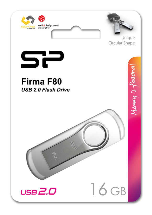 SILICON POWER USB Flash Drive Firma F80, 16GB, USB 2.0, ασημί - Image 4