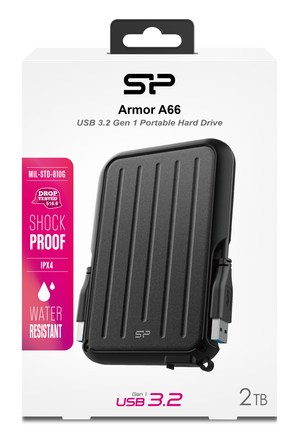 SILICON POWER εξωτερικός HDD Armor A66, 2TB, USB 3.2, μαύρος - Image 2