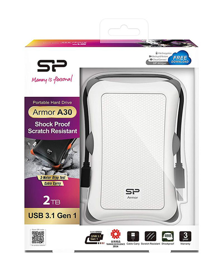 SILICON POWER εξωτερικός HDD Armor A30, 2TB, USB 3.2, λευκός - Image 3
