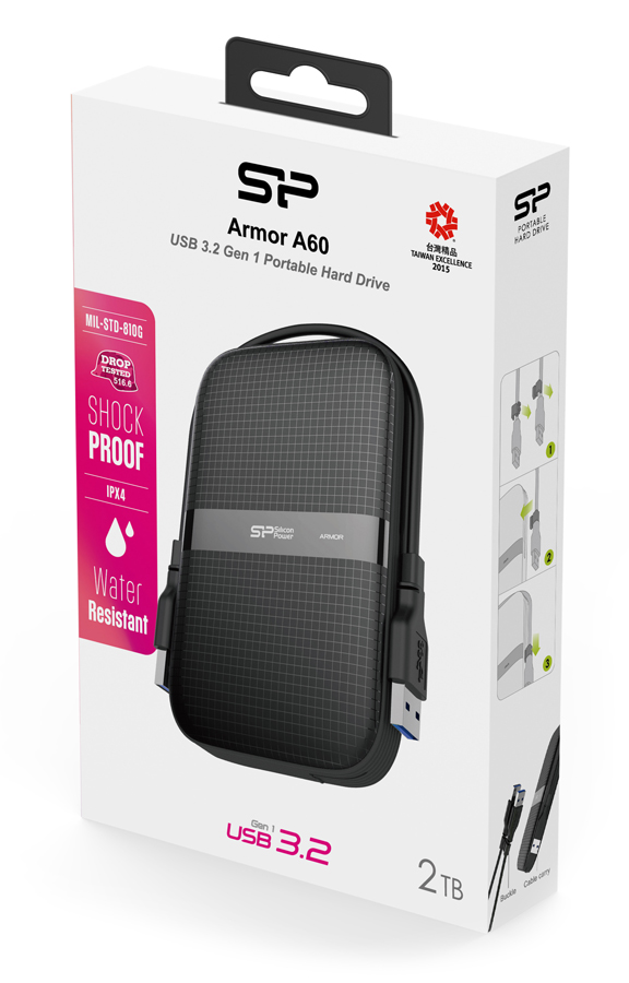 SILICON POWER εξωτερικός HDD Armor A60, 2TB, USB 3.2, μαύρος - Image 3