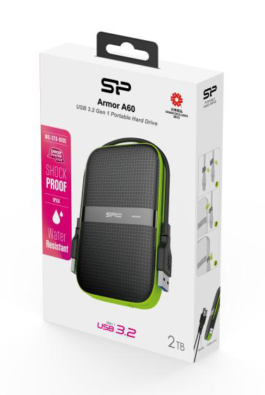 SILICON POWER εξωτερικός HDD Armor A60, 2TB, USB 3.2, πράσινος - Image 4