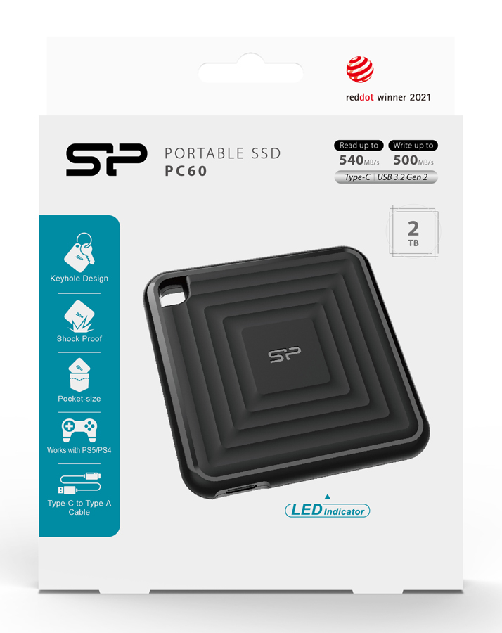 SILICON POWER εξωτερικός SSD PC60, 2TB, USB 3.2, 540-500MB/s, μαύρος - Image 6