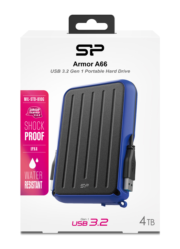 SILICON POWER εξωτερικός HDD Armor A66, 4TB, USB 3.2, μπλε - Image 4
