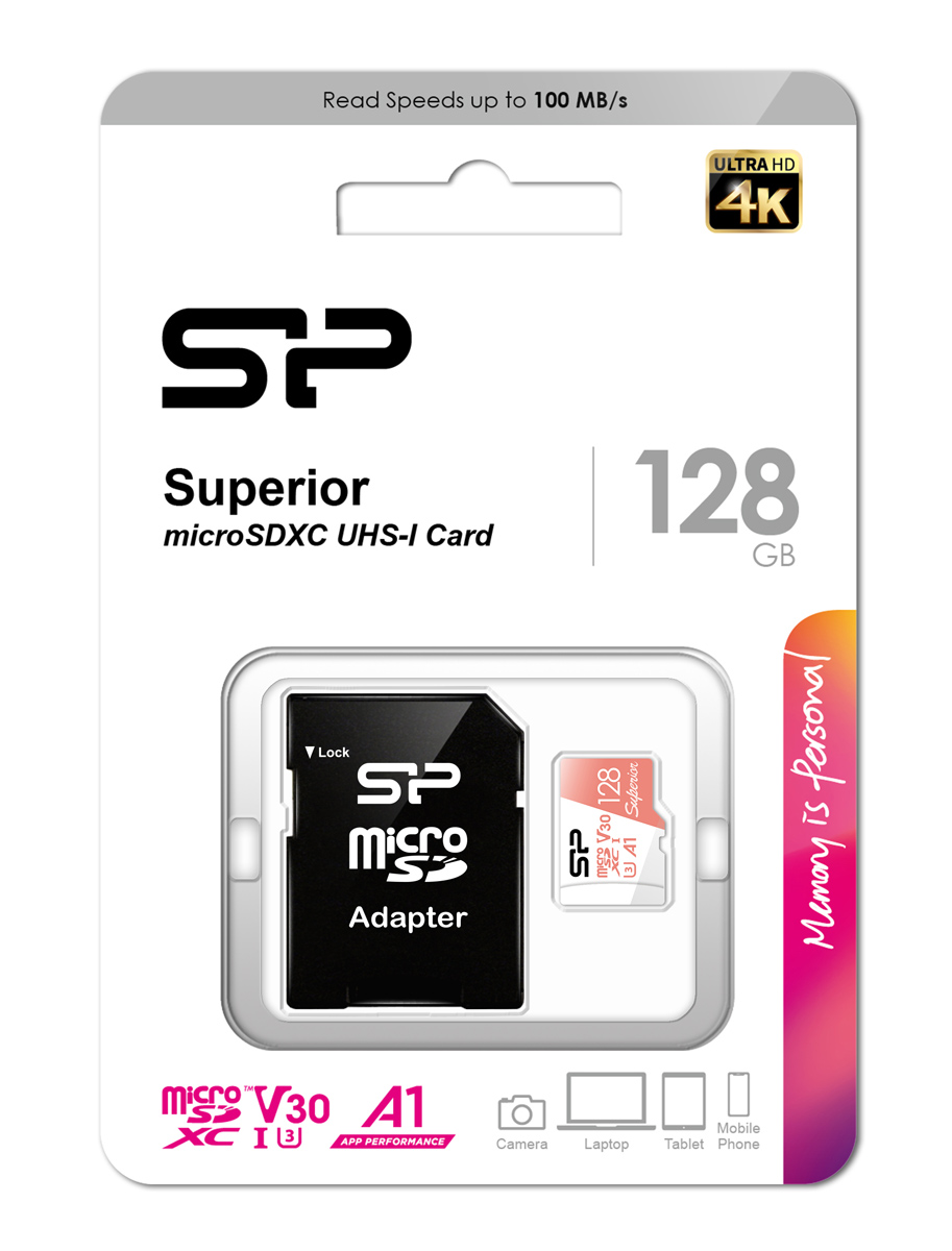 SILICON POWER κάρτα μνήμης microSDXC Superior, 128GB, C10 UHS-I U3 A1 V30 - Image 3