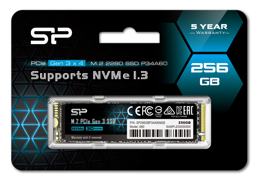 SILICON POWER SSD PCIe Gen3x4 P34A60 M.2 2280, 256GB, 2.200-1.600MB/s - Image 4
