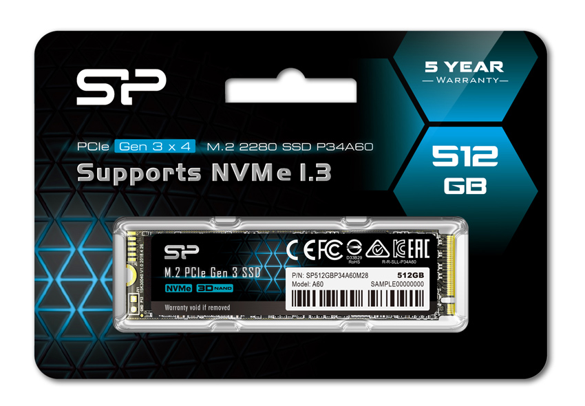 SILICON POWER SSD PCIe Gen3x4 P34A60 M.2 2280, 512GB, 2.200-1.600MB/s - Image 4
