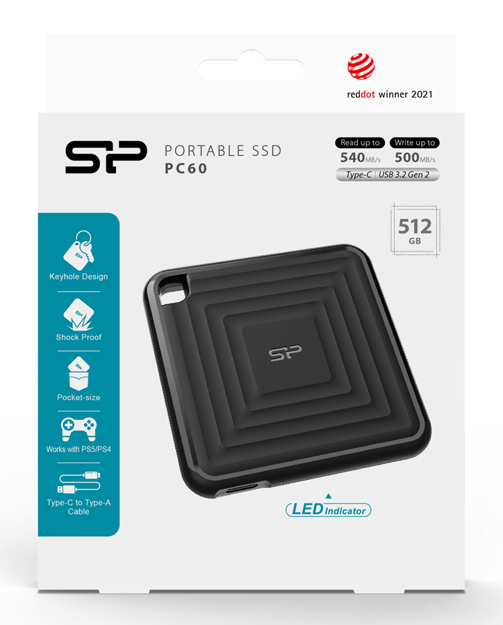 SILICON POWER εξωτερικός SSD PC60, 512GB, USB 3.2, 540-500MB/s, μαύρος - Image 6