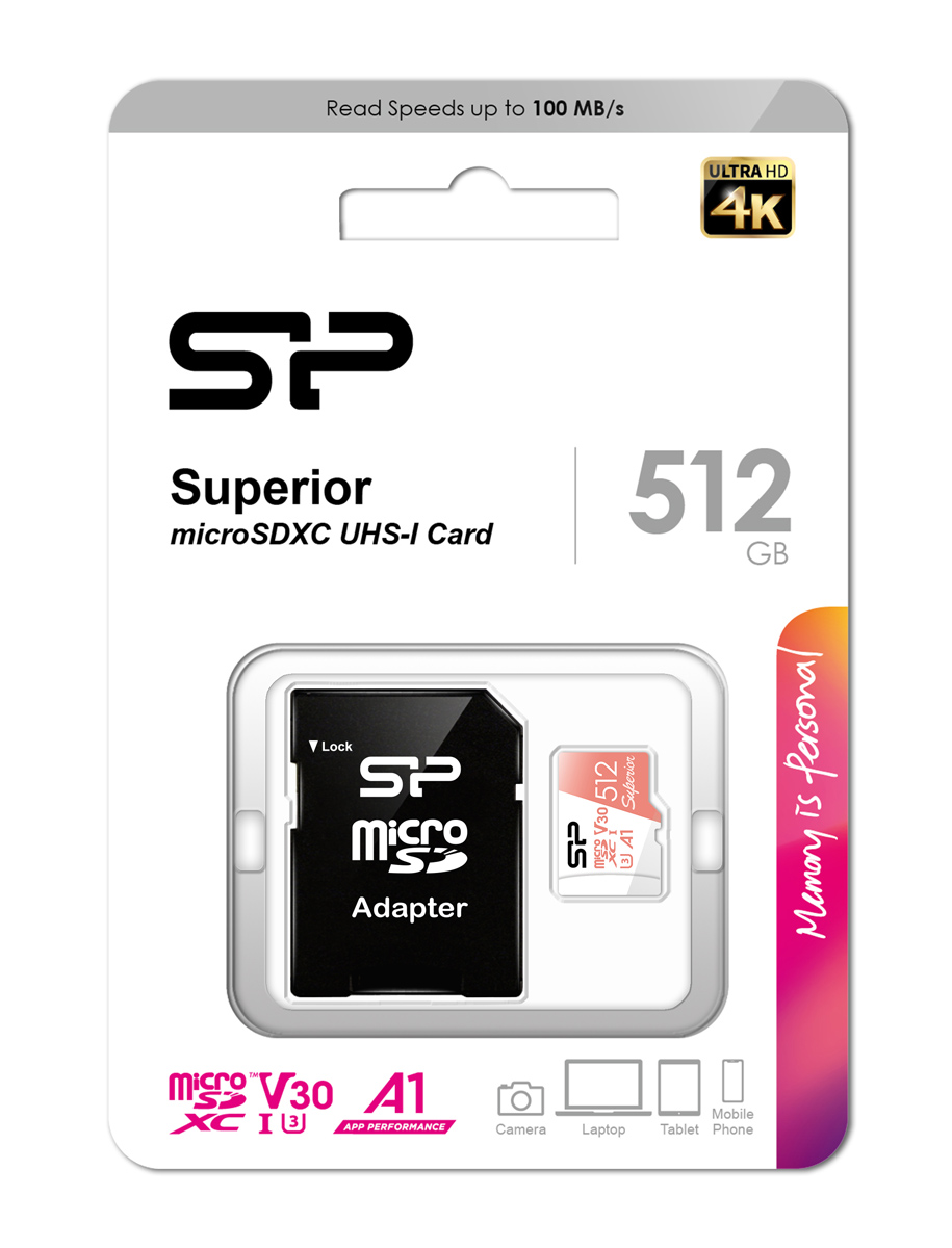 SILICON POWER κάρτα μνήμης microSDXC Superior, 512GB, C10 UHS-I U3 A1 V30 - Image 3